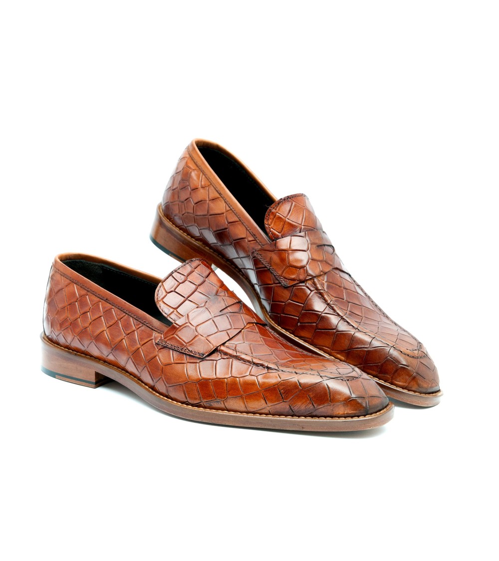 MOCASSINO IN PELLE STAMPA COCCODRILLO