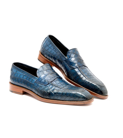 MOCASSINO IN PELLE STAMPA COCCODRILLO