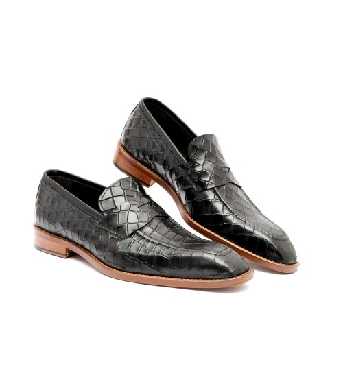 MOCASSINO IN PELLE STAMPA COCCODRILLO