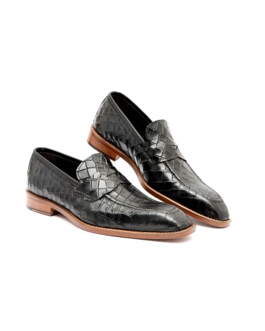 MOCASSINO IN PELLE STAMPA COCCODRILLO